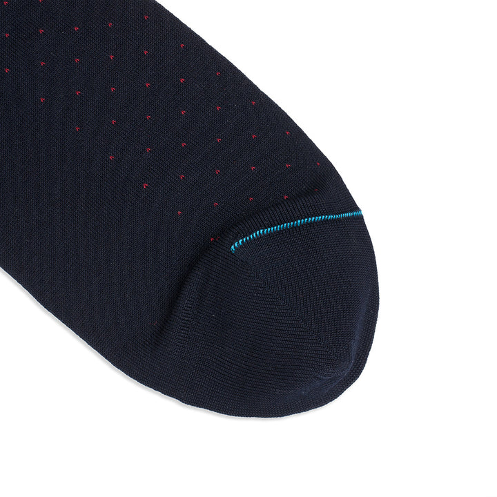Long Socks in pinpoint blue-burgundy