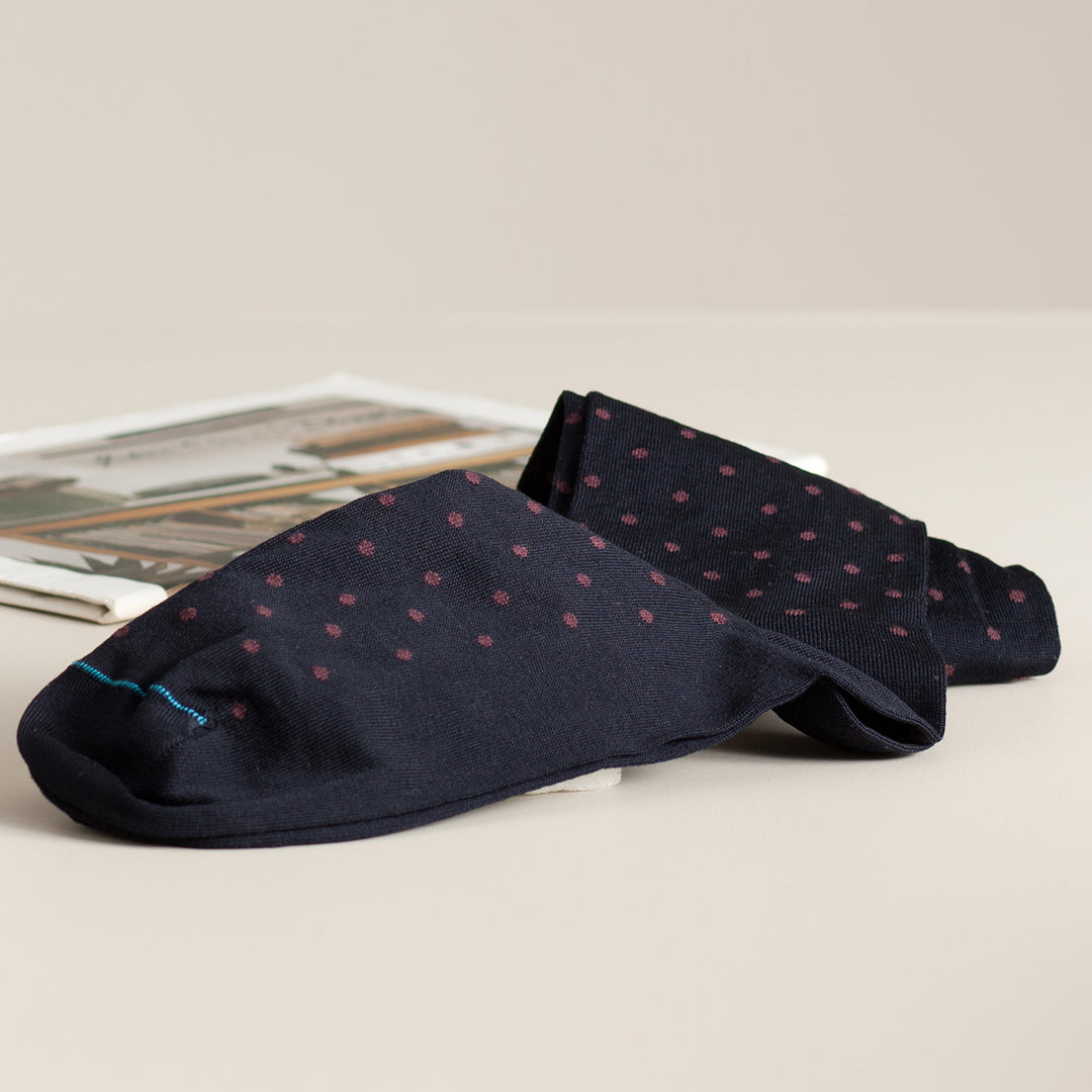Calza Lunga - pois Blu/Prugna -