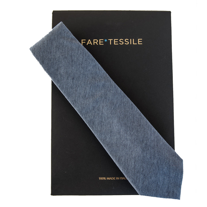 Cravatta in Cotone Filoscozia® - fil à fil Blu/Azzurro -