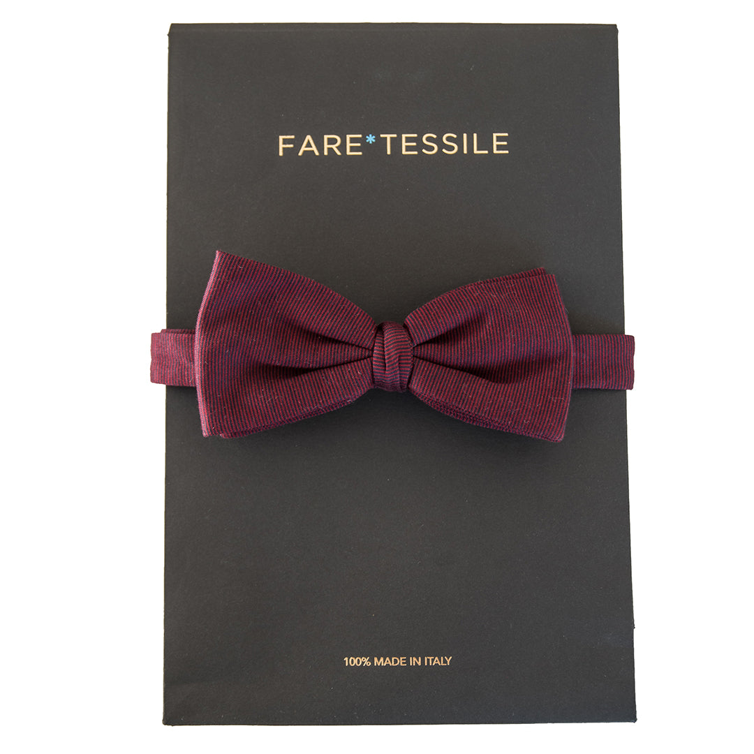 Bow Tie in Filoscozia® Cotton in fil à fil burgundy