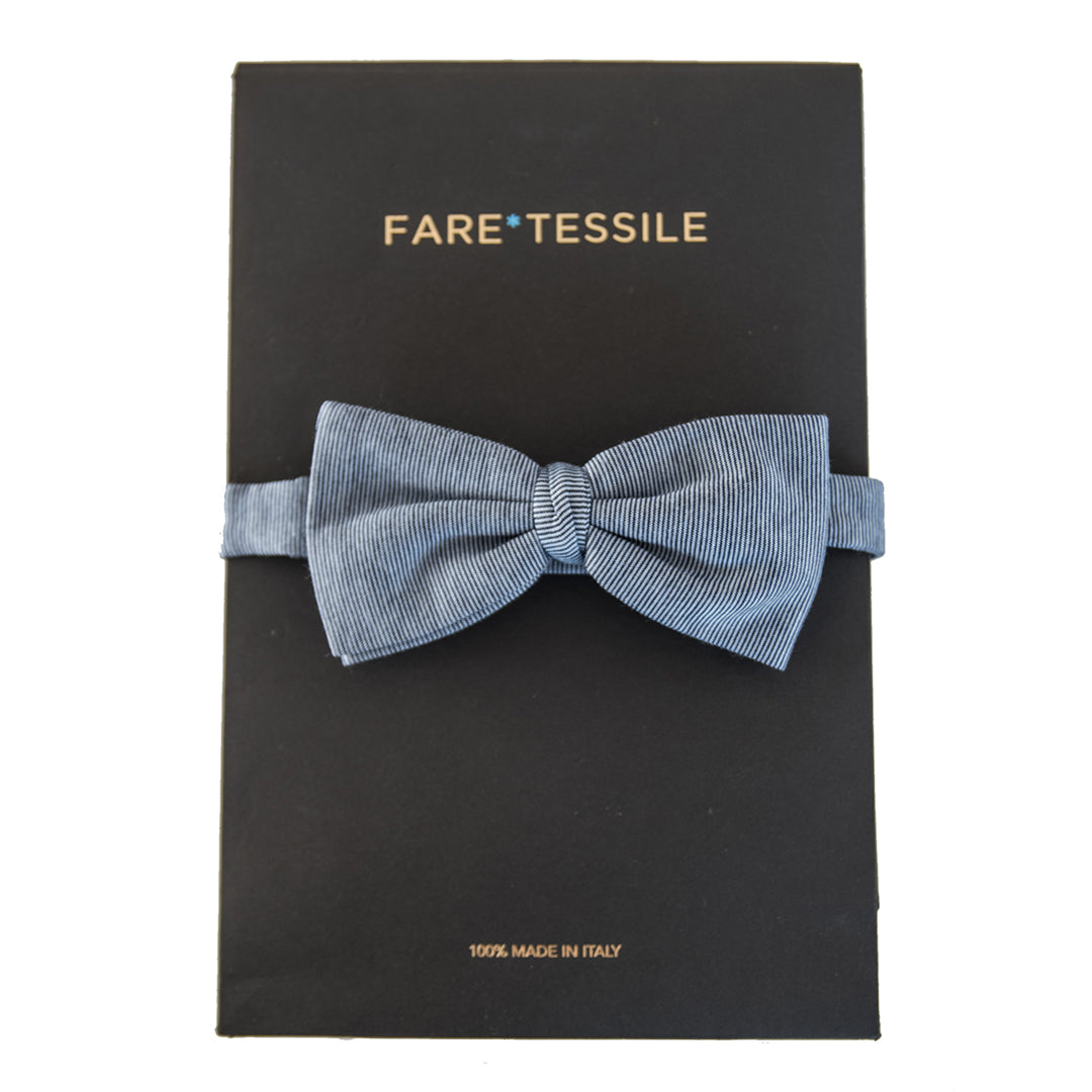 Bow Tie in Filoscozia® Cotton in fil à fil light blue