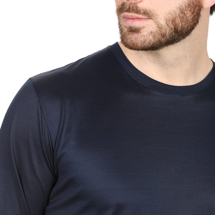 T-shirt Crew Neck Long Sleeve - blue -