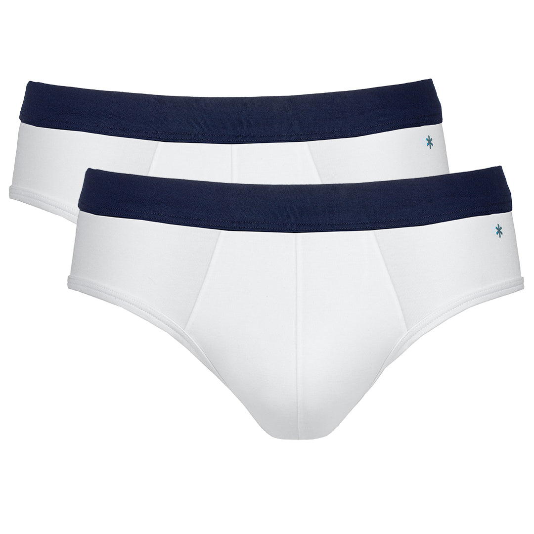 2- kit Briefs - white waistband blue -
