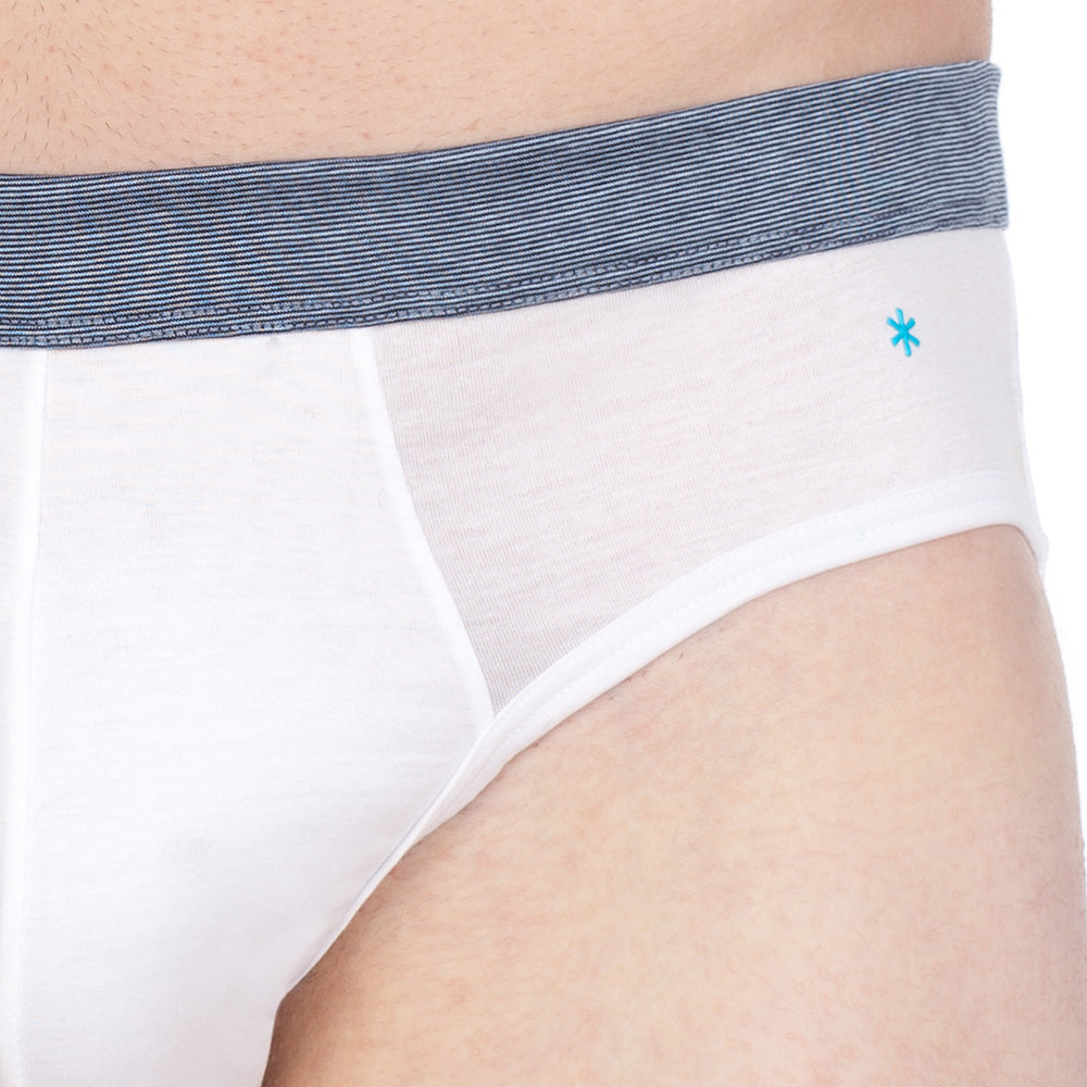 2- kit Briefs - white waistband fil à fil -