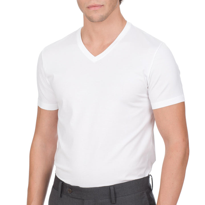 T-Shirt Manica Corta Scollo V - bianca -