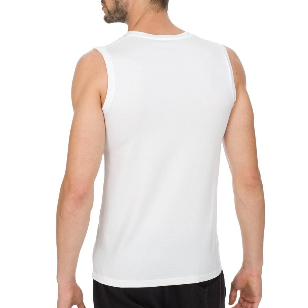 T-Shirt Smanicata Scollo a V - bianco -