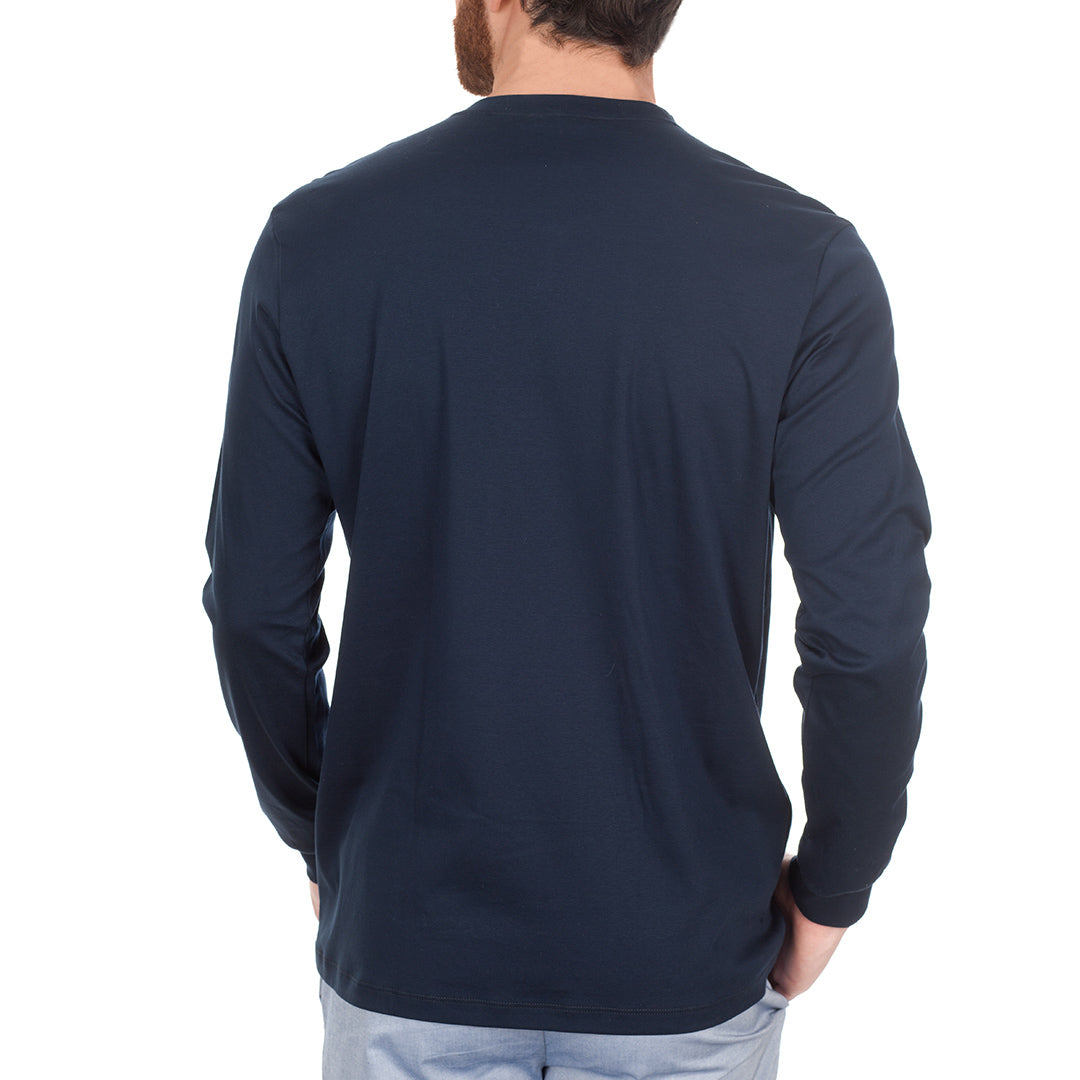 T-shirt neck line with three button long sleeve
