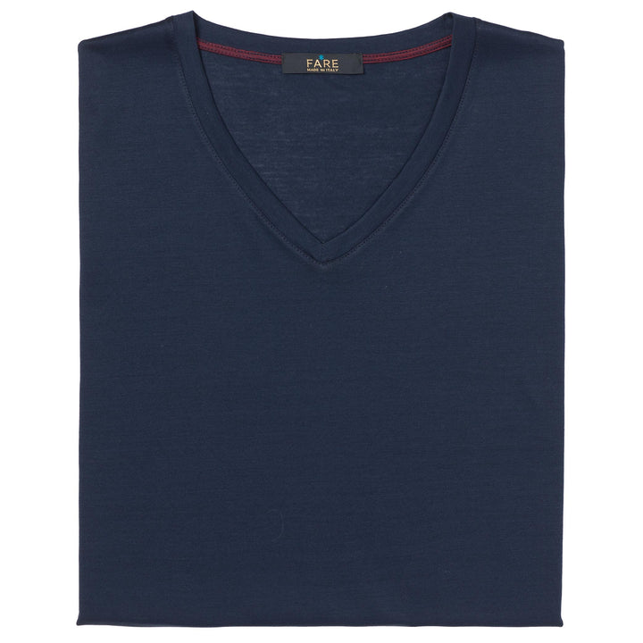 T-Shirt Manica Corta Scollo V - blu -