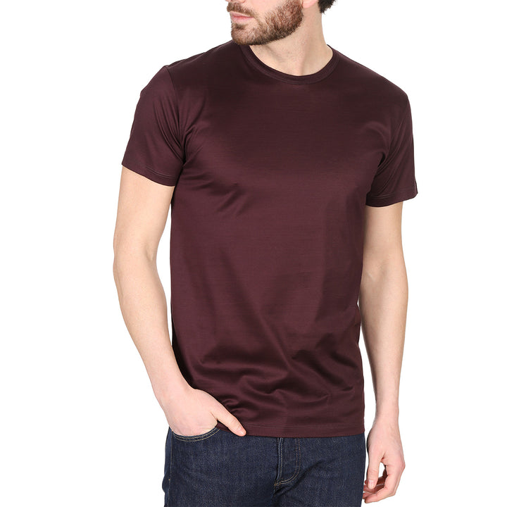 T-shirt Crew Neck Short Sleeve - burgundy -