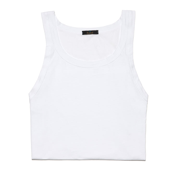 Sleeveless vest top with round neck Mako' Stretch Cotton