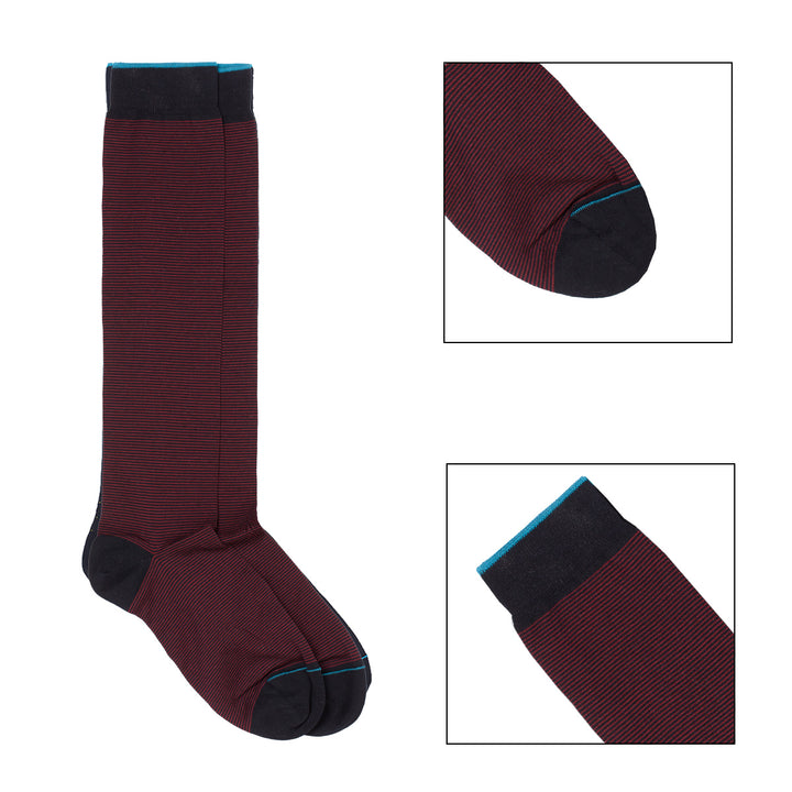 2- kit Long Socks blue-burgundy mixed pattern