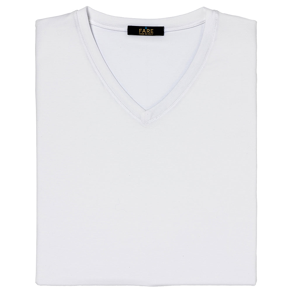 T-Shirt Manica Corta Scollo V - bianca -