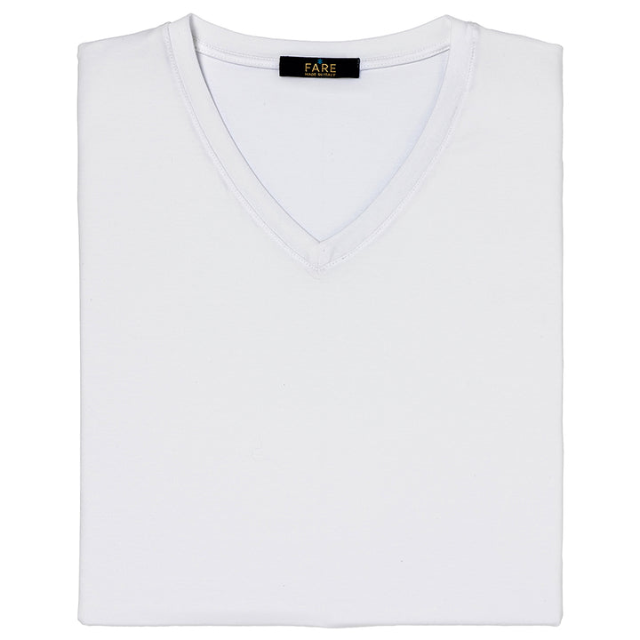 T-Shirt Smanicata Scollo a V - bianco -
