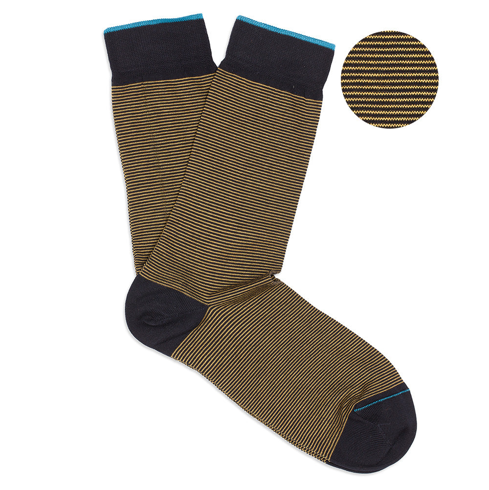Short Socks in fil à fil blue-yellow