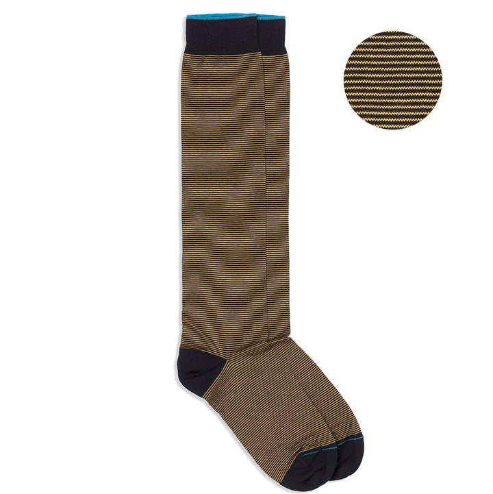 Long Socks in fil à fil blue-yellow