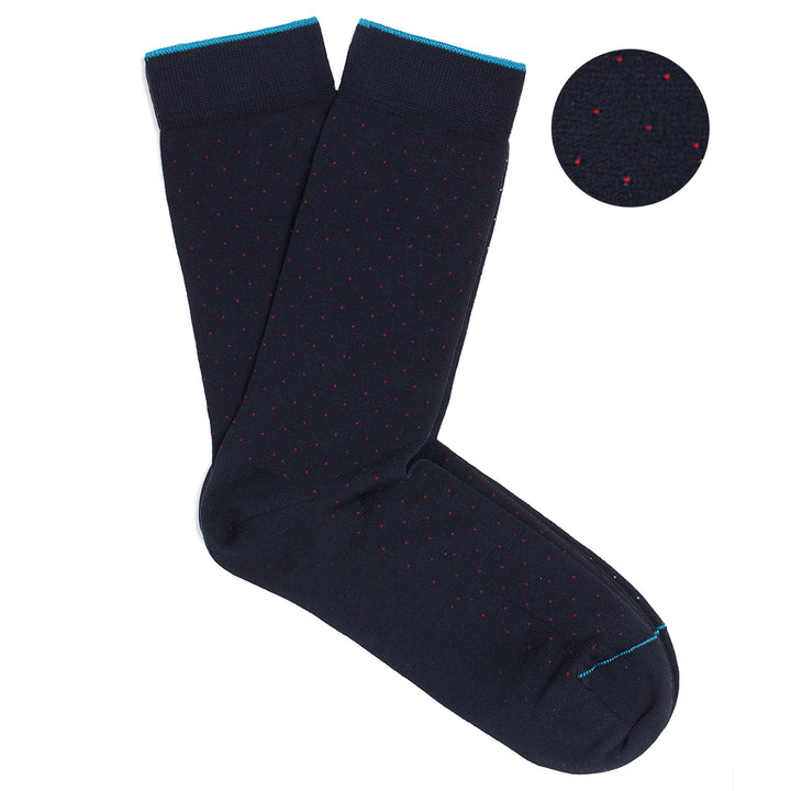 Short Socks in pinpoint  blue-burgundy